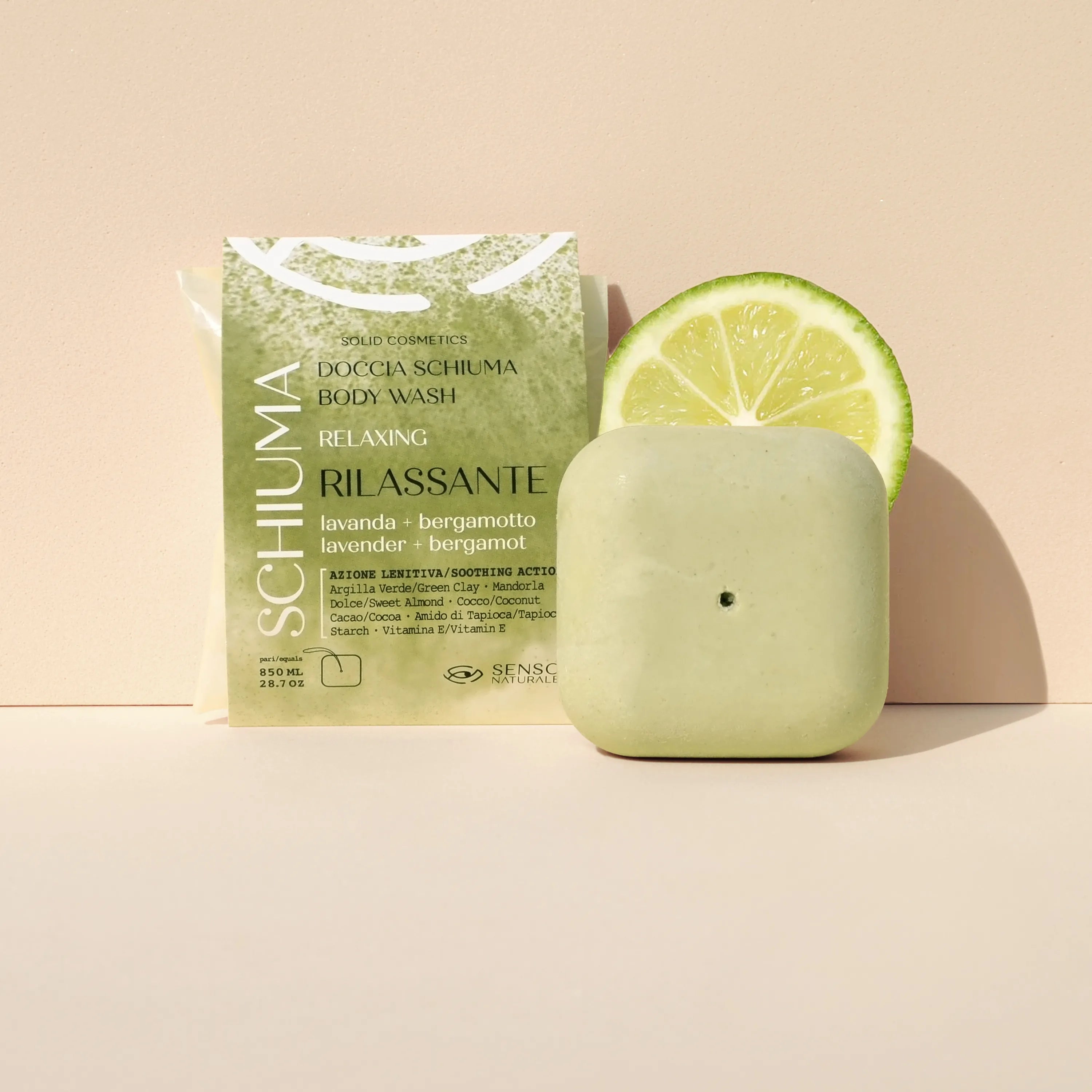 Fito Schiuma Solida Argillosa Rilassante – Doccia Schiuma Solida Artigianale con Argilla Verde, Amido di Tapioca, Lavanda e Bergamotto – Lenitiva, Antiossidante, Ideale anche per Rasatura