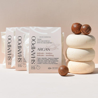 3 x Shampoo Solido ARGAN MAXI - Pacchetto LENITIVO Capelli [ Trattamento 6 mesi ]