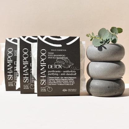 3 x Shampoo Solido DETOX MAXI - Pacchetto PURIFICANTE Capelli [ Trattamento 6 Mesi ]