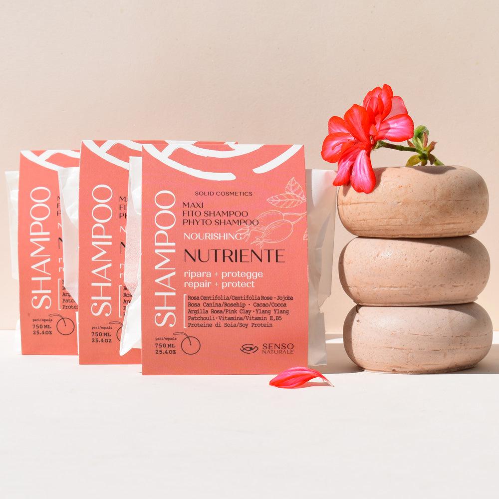 3 x Shampoo Solido NUTRIENTE MAXI - Pacchetto RIVITALIZZANTE Capelli [ Trattamento 6 mesi ]