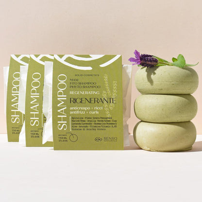 3 x Shampoo Solido RIGENERANTE MAXI - Pacchetto ANTICRESPO Capelli [ Trattamento 6 mesi ]