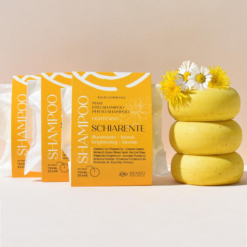 3 x AUFHELLENDES MAXI Festes Shampoo - Illuminierendes Haarpaket [6 Monate Behandlung]