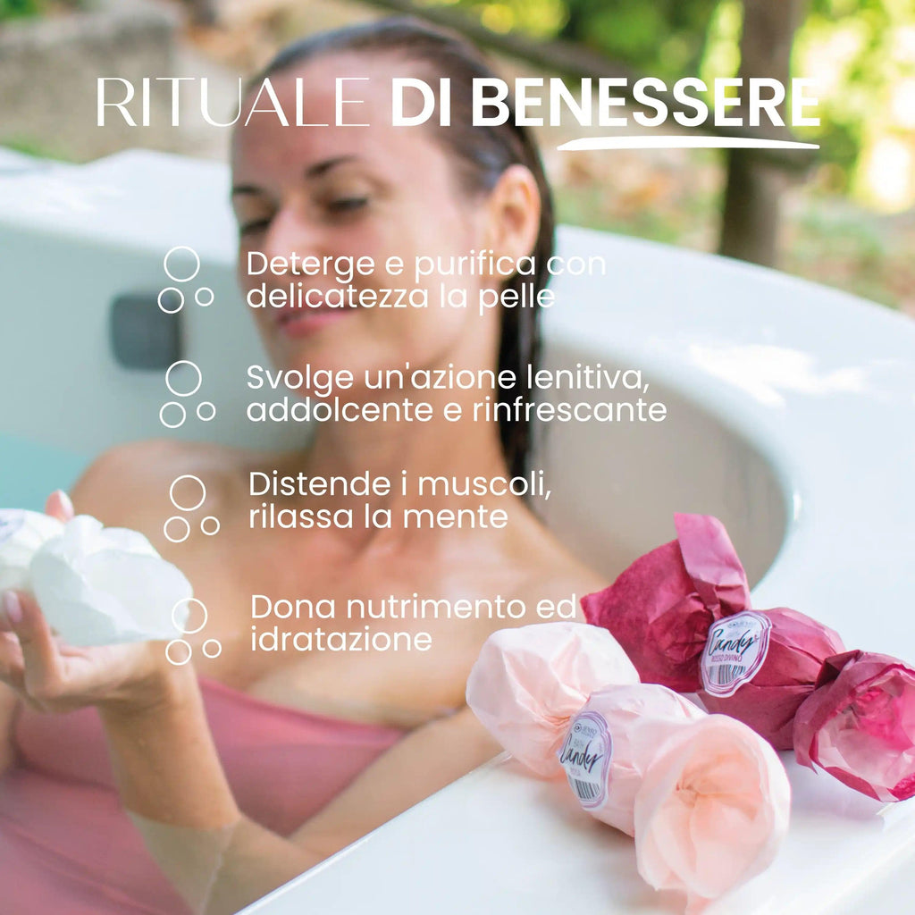 Bomba Da Bagno Caramella Bio Aroma Latte E Menta