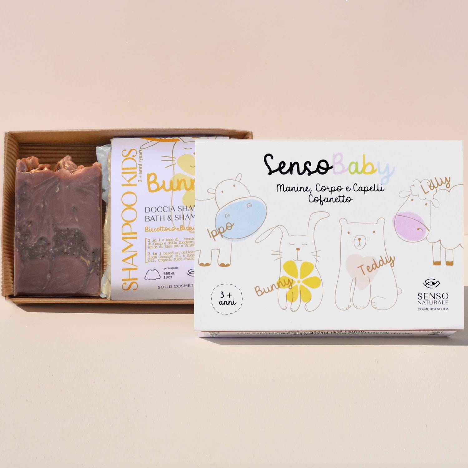 Set de regalo infantil SENSOBABY BUNNY: champú y jabón de ducha de chocolate