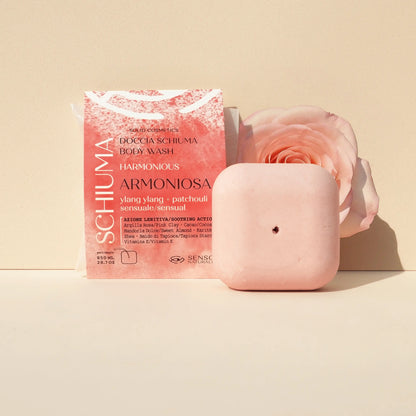Fito Schiuma Solida Argillosa Armoniosa – Doccia Schiuma Solida con Argilla Rosa, Amido di Tapioca, Burro di Cacao, Oli Essenziali di Ylang Ylang e Patchouli – Lenitiva, Rivitalizzante e Ideale anche per Rasatura