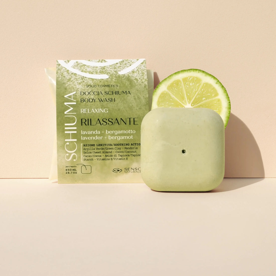 Fito Schiuma Solida Argillosa Rilassante – Doccia Schiuma Solida Artigianale con Argilla Verde, Amido di Tapioca, Lavanda e Bergamotto – Lenitiva, Antiossidante, Ideale anche per Rasatura