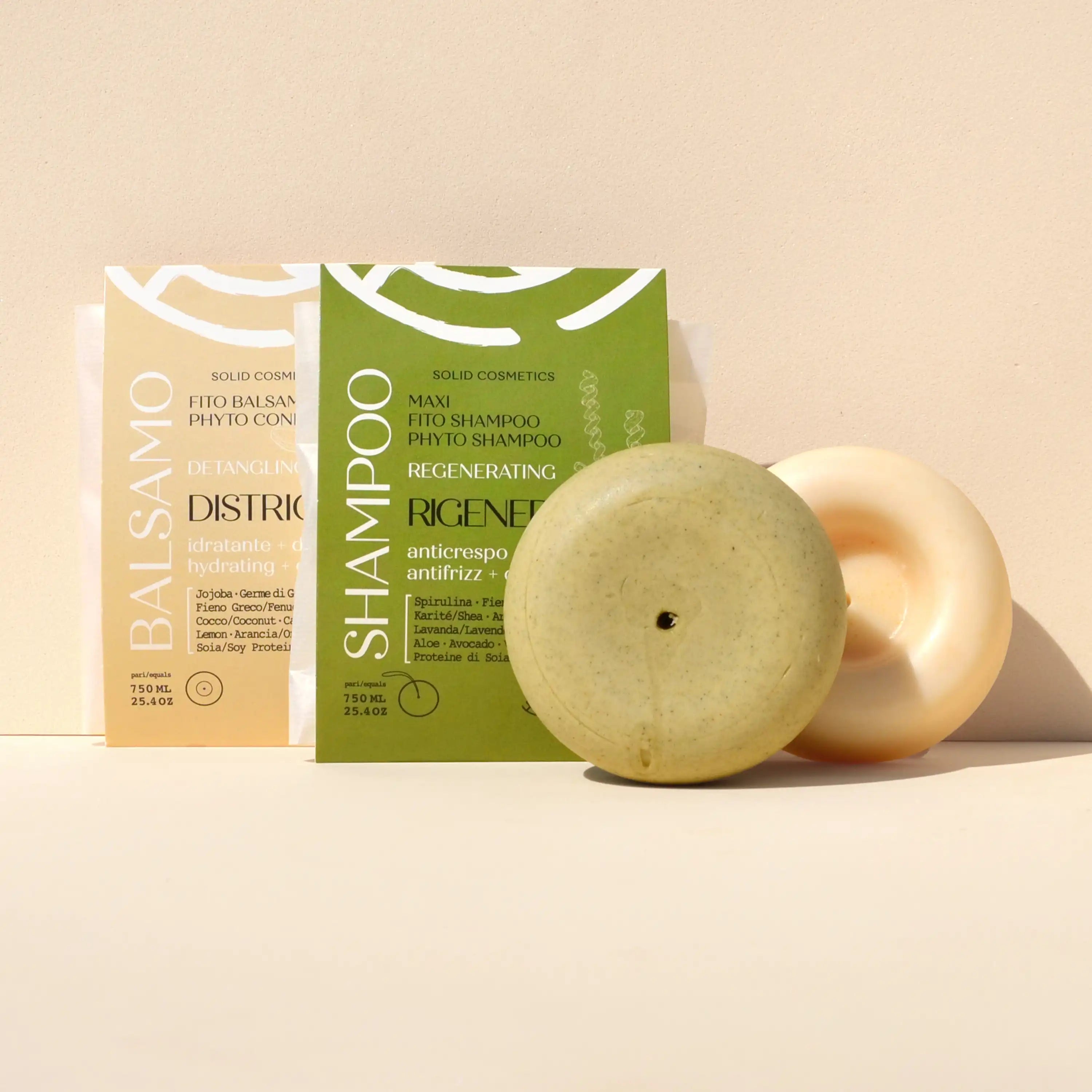 Kit anticrespo capelli ricci con shampoo e balsamo solidi naturali Senso Naturale