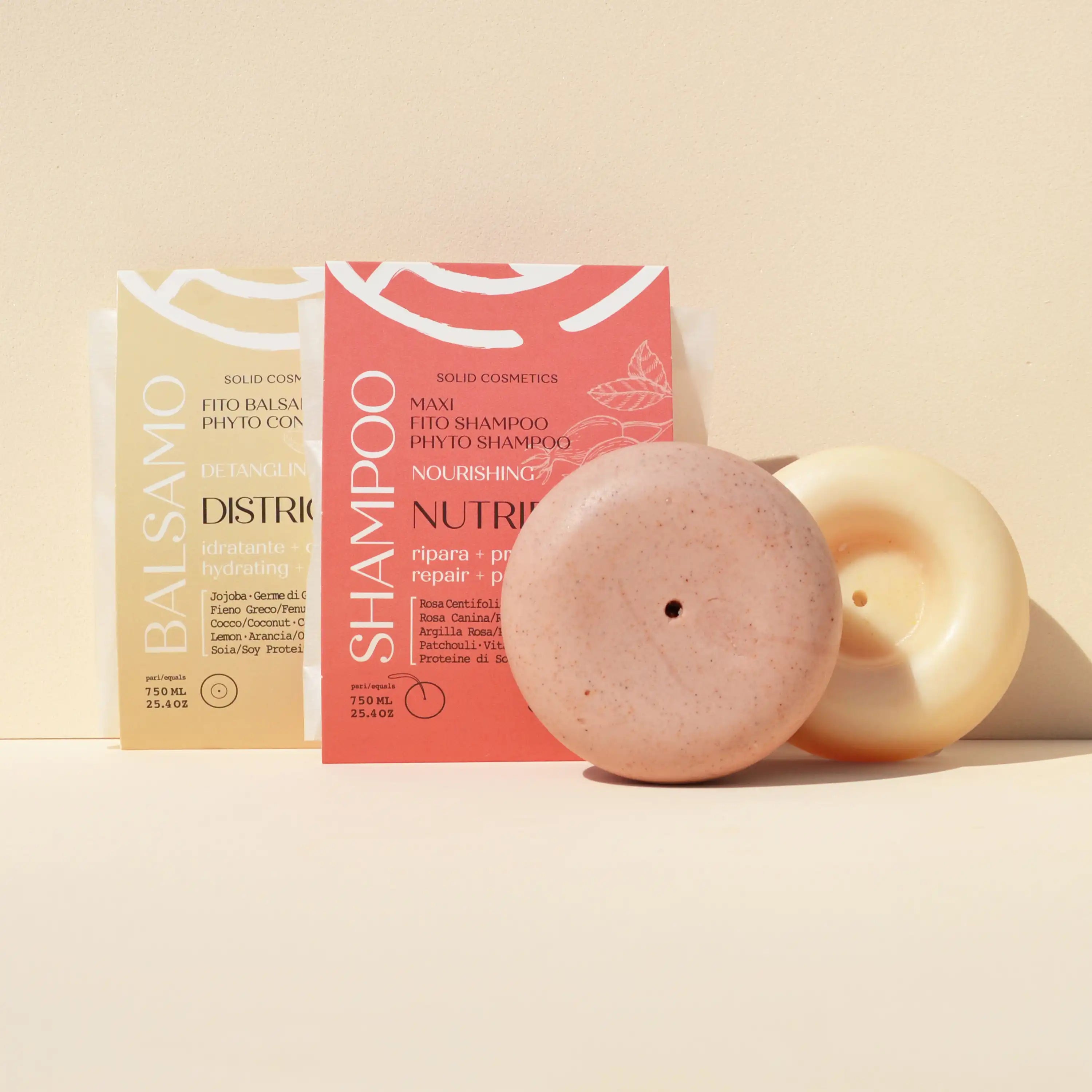 Kit anticrespo capelli ricci con shampoo rigenerante e balsamo solido naturale Senso Naturale