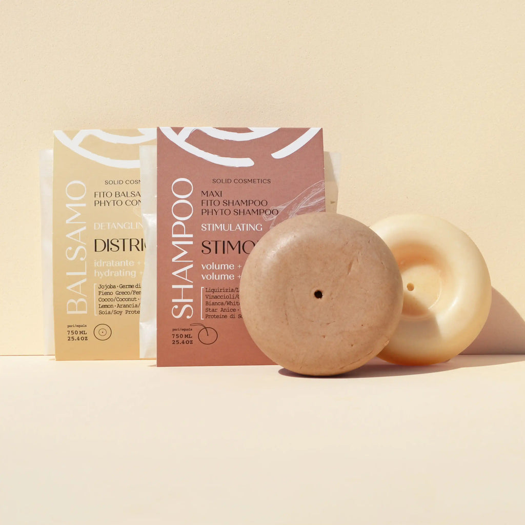 Kit capelli forti anticaduta e volume capelli con shampoo stimolante e balsamo solido naturale Senso Naturale