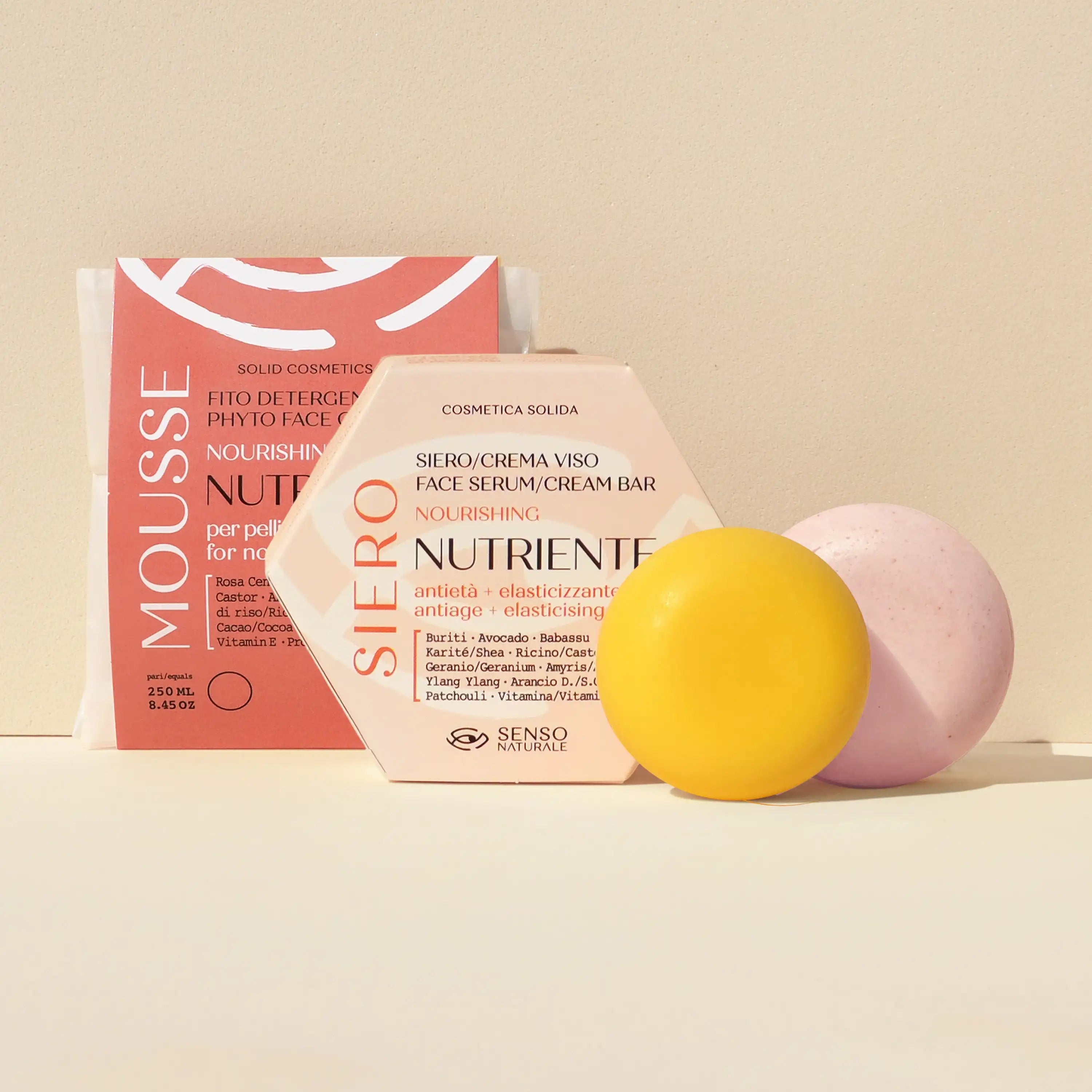 Kit viso nutriente antiage con mousse detergente e siero crema naturale Senso Naturale