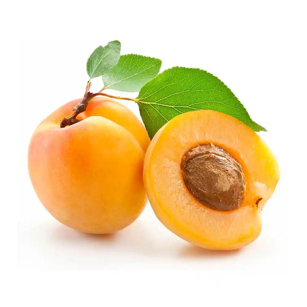 Olio di albicocca con noccioli e frutti freschi, simbolo di nutrimento e cura della pelle