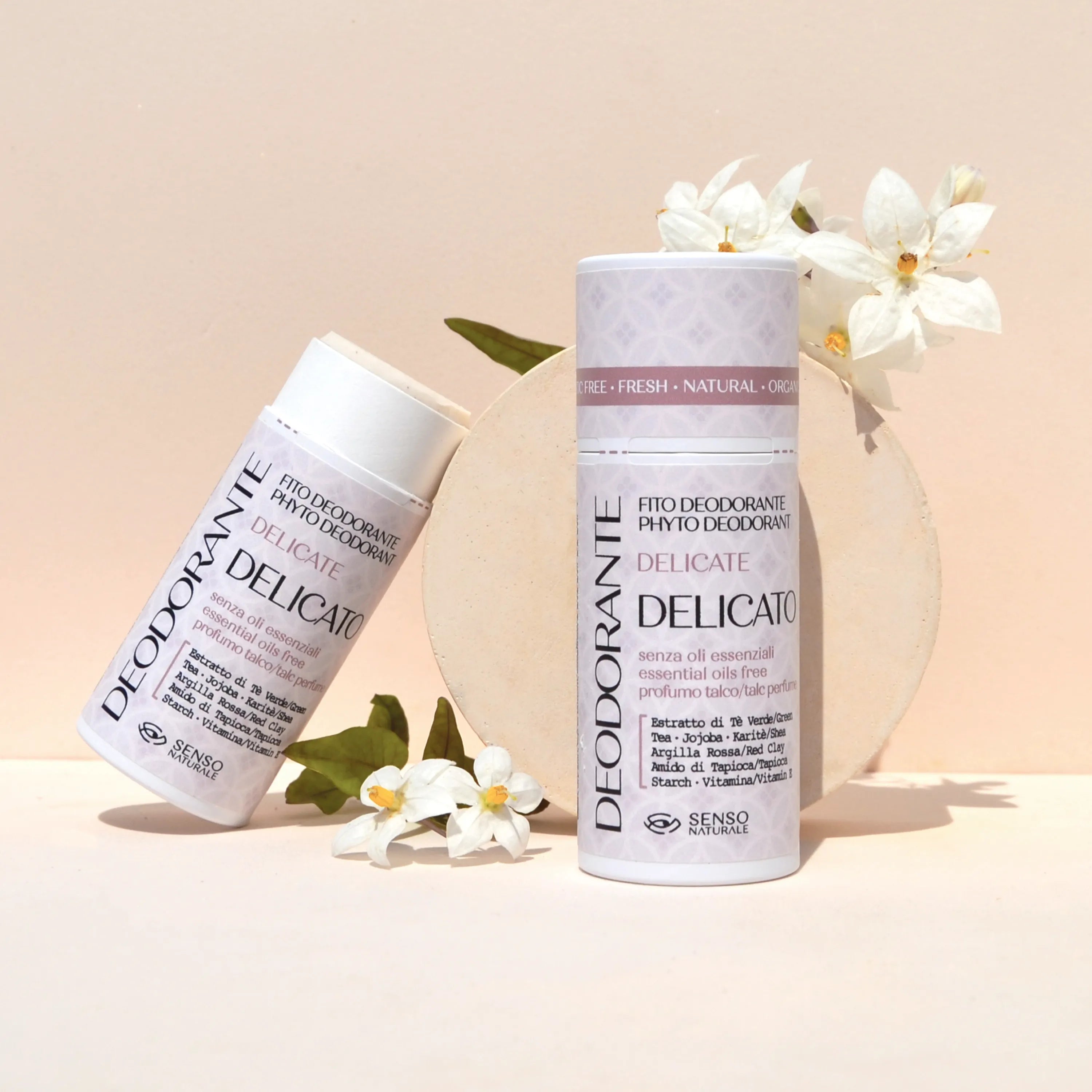 Natural Solid Deodorant DELICATE scenting PURE TALC [STICK format]