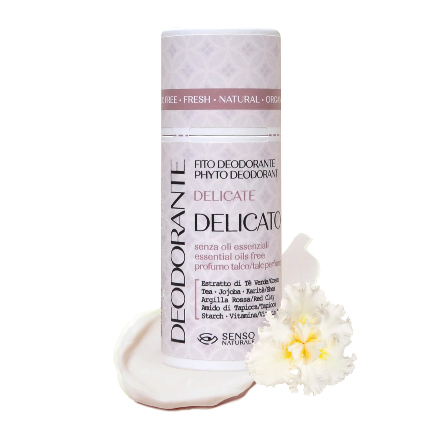 Natural Solid Deodorant DELICATE scenting PURE TALC [STICK format]