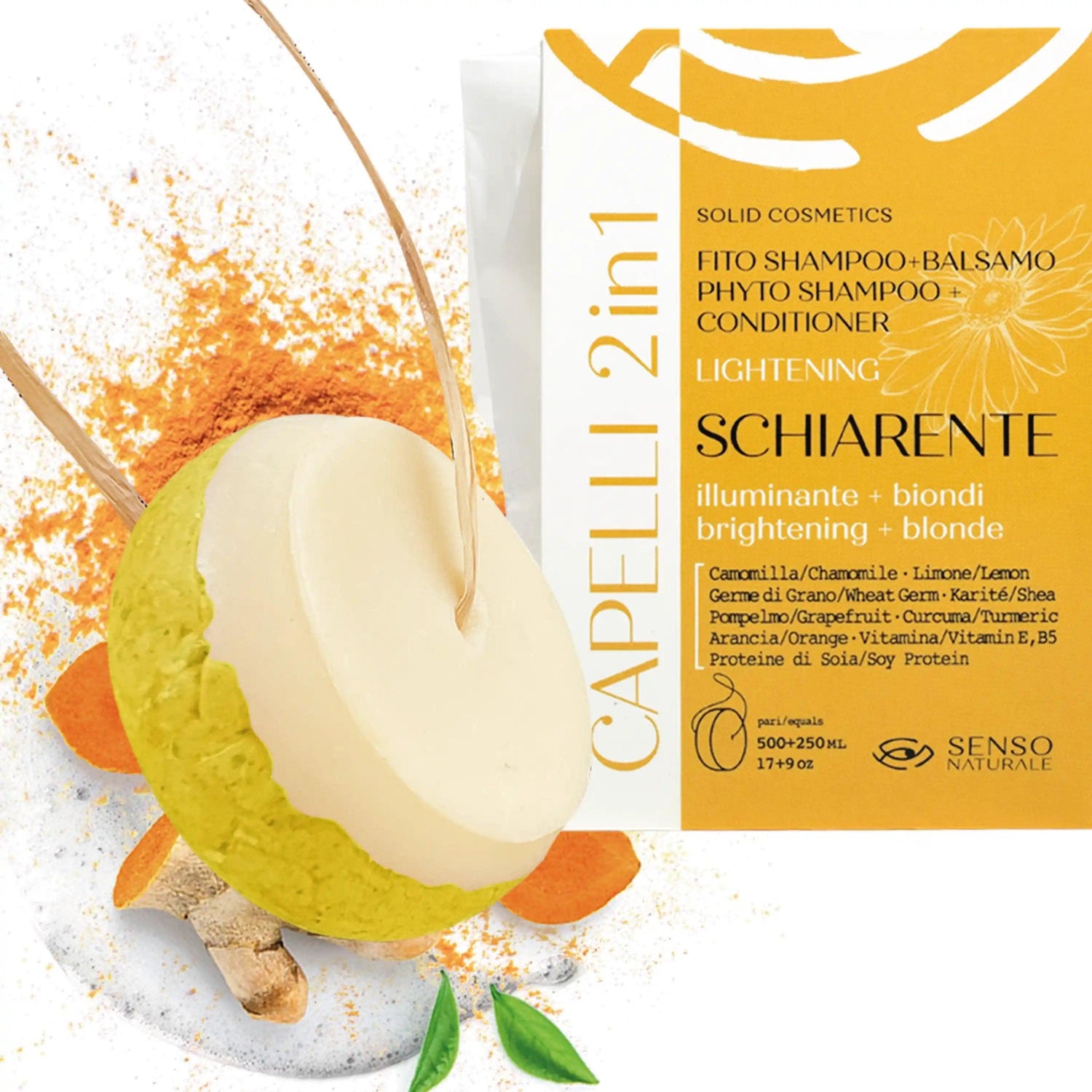 Fito Shampooing et Après-Shampooing Solide ILLUMINANT / ÉCLAIRCISSANT - 2 en 1 pour Cheveux Brillants et Dorés