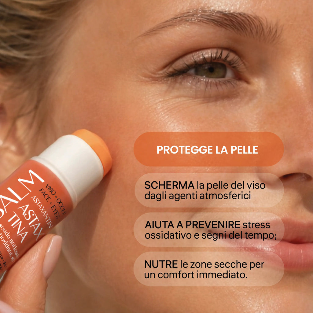 balsamo viso e labbra con astaxantina protegge la pelle da vento freddo e agenti atmosferici