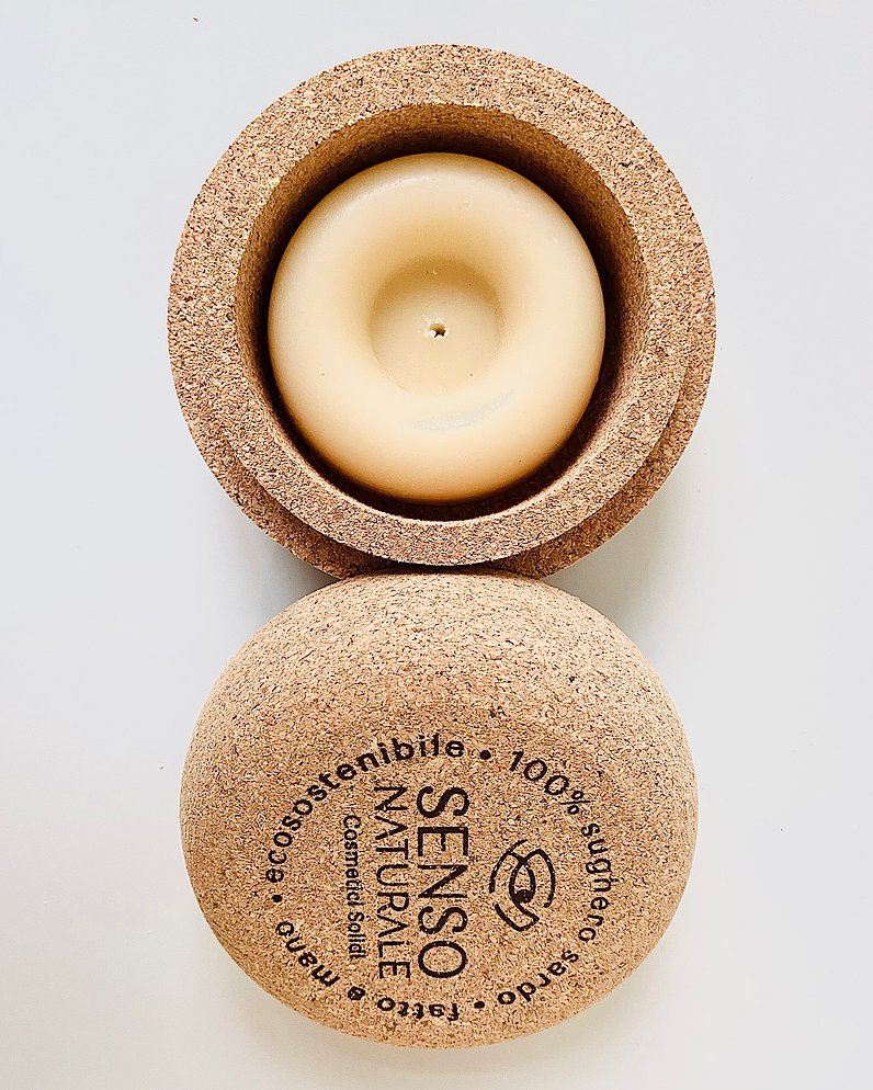 LARGE Sardinian cork container holds for SHAMPOO, CONDITIONER, FACE SCRUB
