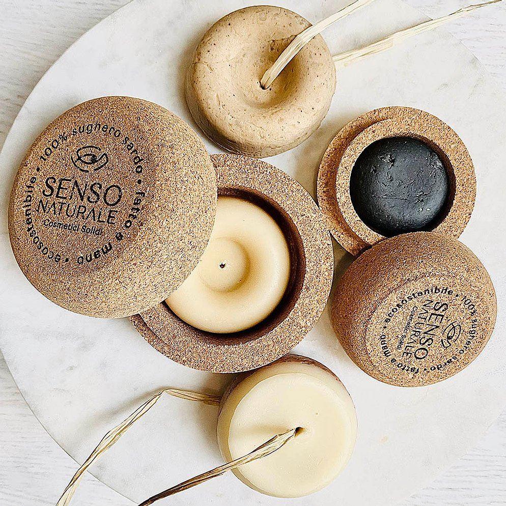 LARGE Sardinian cork container holds for SHAMPOO, CONDITIONER, FACE SCRUB