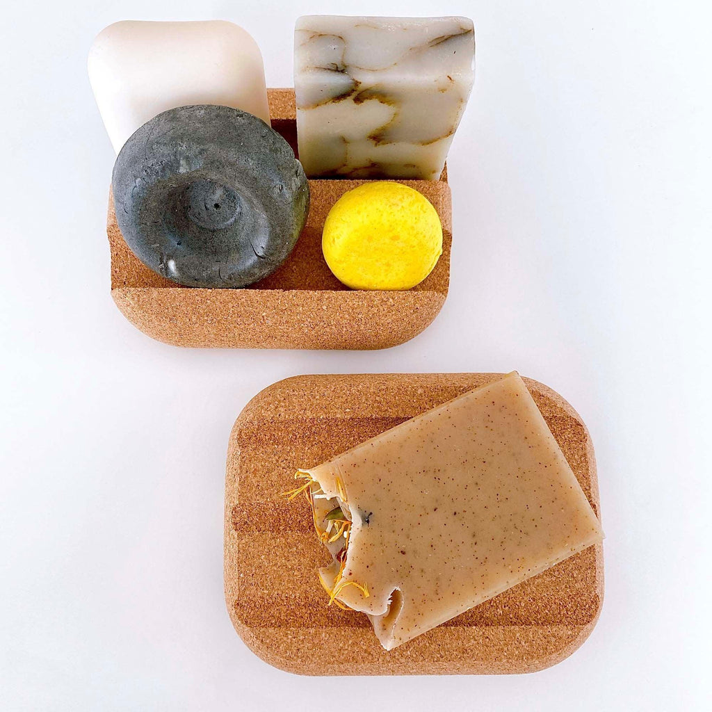 Sardinian cork 2-in-1 soap dish for solid cosmetics