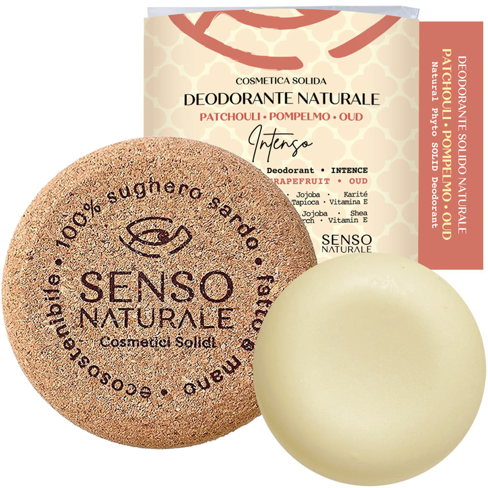 Desodorante natural INTENSO OUD/POMPELMO/PATCHOULI fragancia + envase [ PACK ].